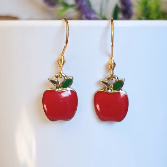 Teacher's Gift Apple Earrings - Picture 1 of 3